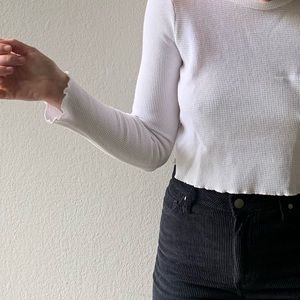 Lisa Says Gah Waffle Long Sleeve Crop